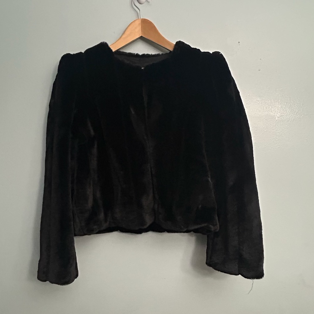 Michael Kors jet black faux fur jacket